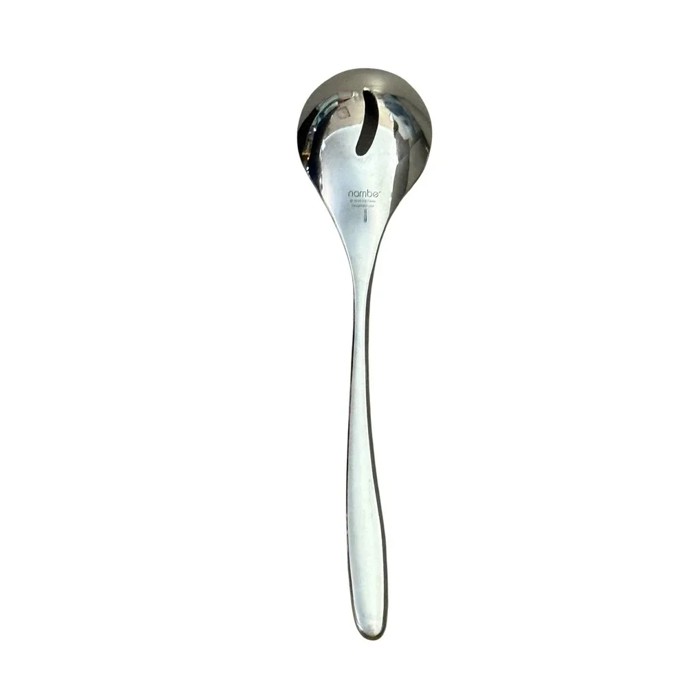 Nambe‎ Bend 3 Piece Stainless Steel Serving Set Spoon Slotted Spoon Meat Fork